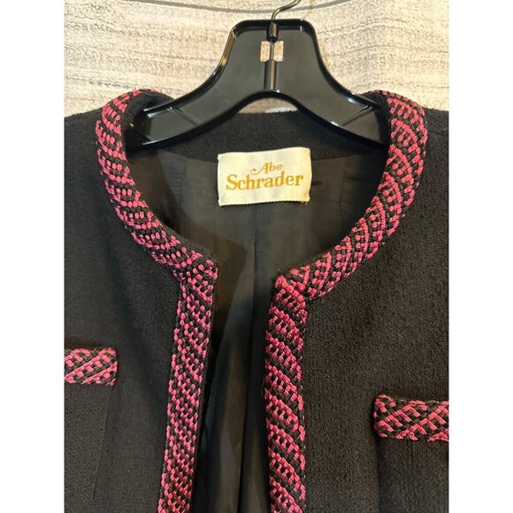 Vintage 1970's Abe Schrader Black & Pink Bouclé Jacket With Button Pockets Size - Picture 2 of 5